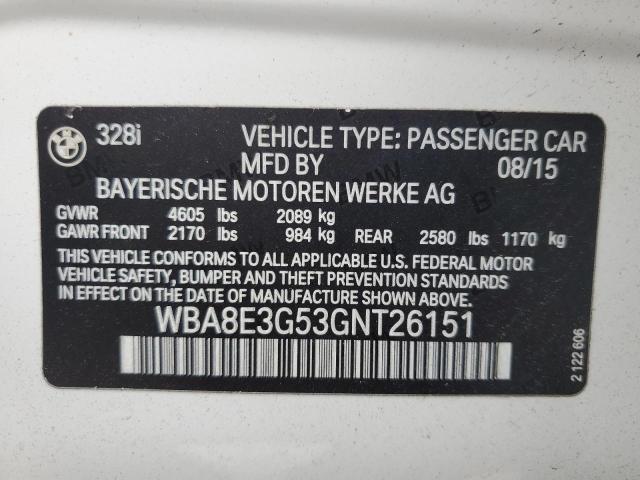 2016 BMW 328 XI SULEV WBA8E3G53GNT26151