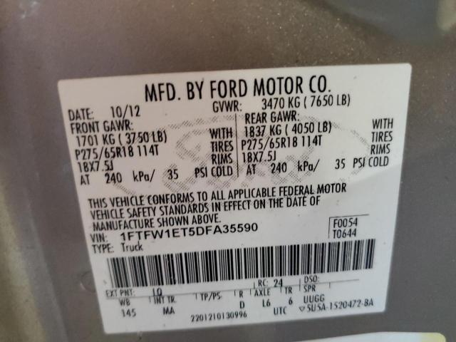 2013 FORD F150 SUPER - 1FTFW1ET5DFA35590
