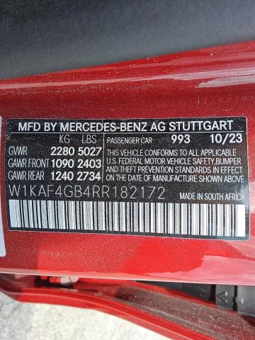 2024 MERCEDES-BENZ C 300 W1KAF4GB4RR182172
