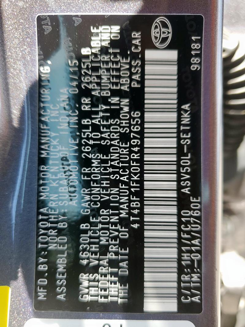 2015 TOYOTA CAMRY LE - 4T4BF1FK0FR497656