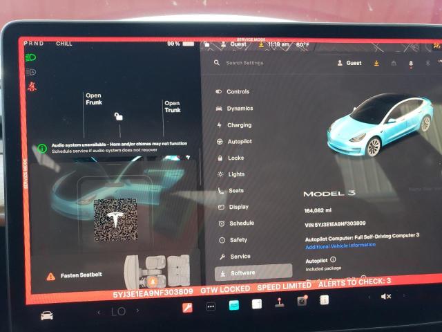 2022 TESLA MODEL 3 5YJ3E1EA9NF303809