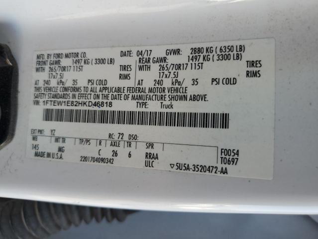 2017 FORD F150 SUPER 1FTEW1E82HKD46818