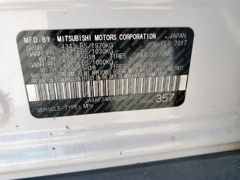 2017 MITSUBISHI OUTLANDER JA4AP3AW0HZ041900