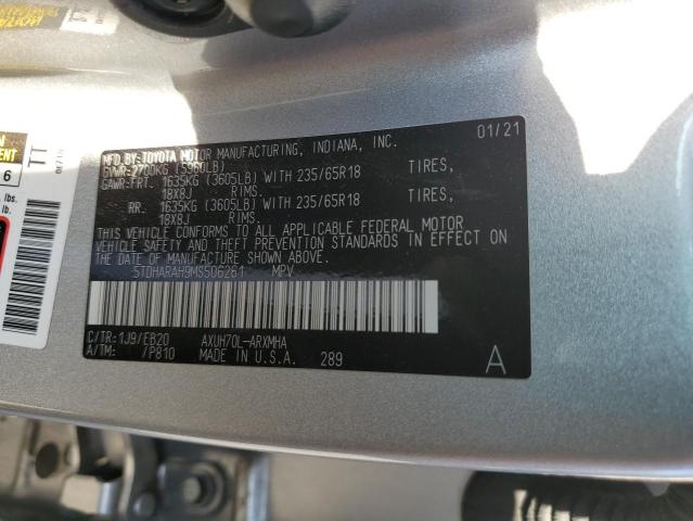 2021 TOYOTA HIGHLANDER HYBRID XLE 5TDHARAH9MS506261