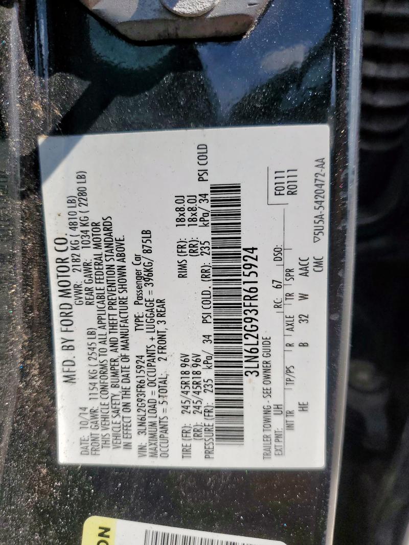 2015 LINCOLN MKZ 3LN6L2G93FR615924