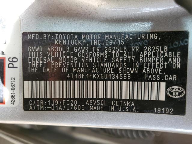 2016 TOYOTA CAMRY LE 4T1BF1FKXGU134566