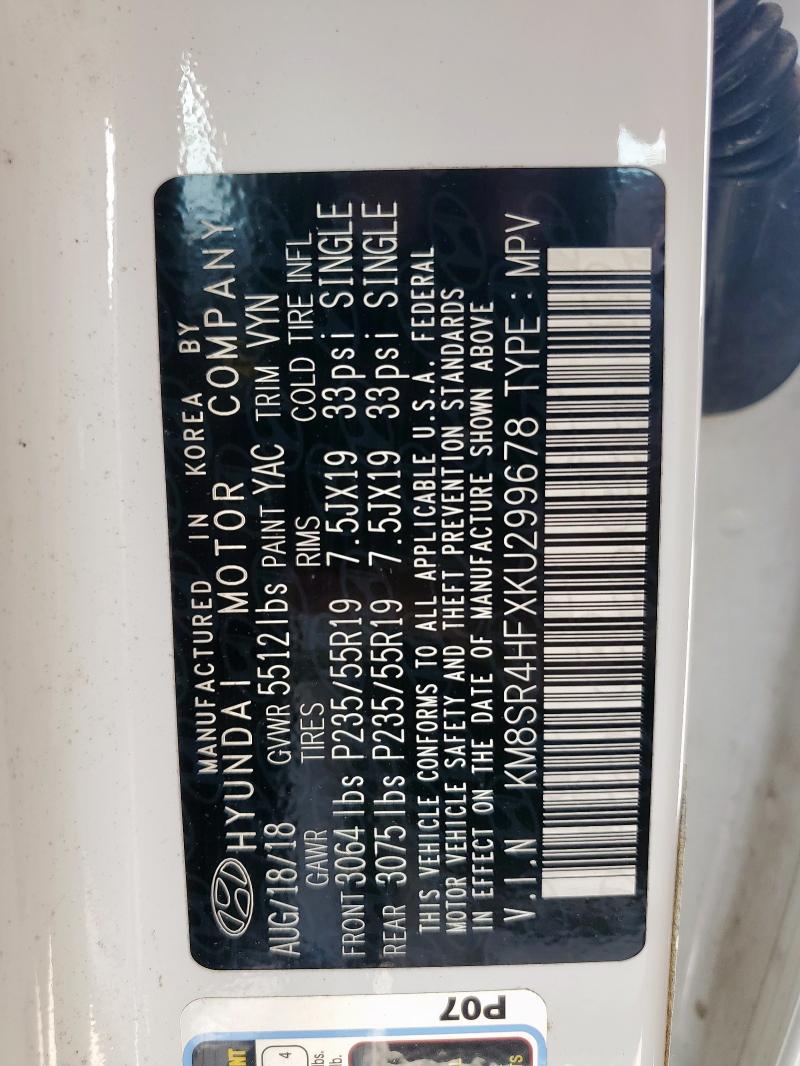 2019 HYUNDAI SANTA FE X - KM8SR4HFXKU299678