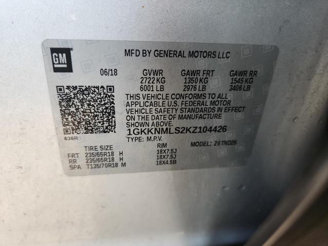 2019 GMC ACADIA SLT 1GKKNMLS2KZ104426