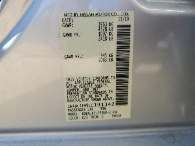 2020 NISSAN ALTIMA SL 1N4BL4EV9LC191342