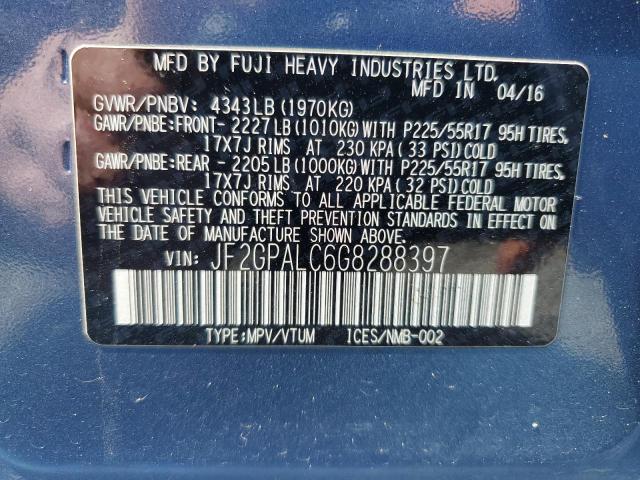 2016 SUBARU CROSSTREK JF2GPALC6G8288397
