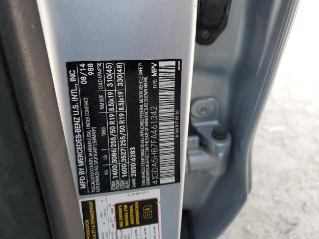 2015 MERCEDES-BENZ ML 350 4MA 4JGDA5HB7FA461342