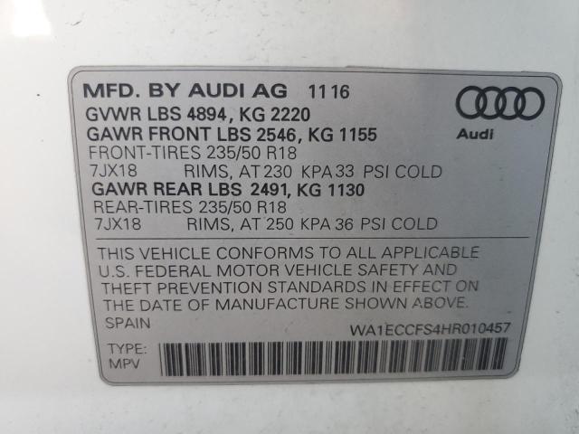 2017 AUDI Q3 PREMIUM WA1ECCFS4HR010457