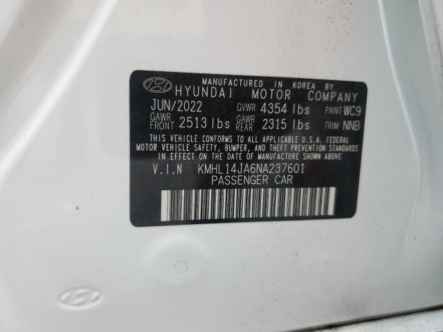 2022 HYUNDAI SONATA SEL KMHL14JA6NA237601
