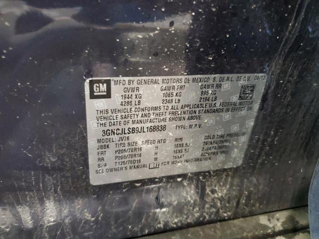 2018 CHEVROLET TRAX 1LT 3GNCJLSB9JL168838