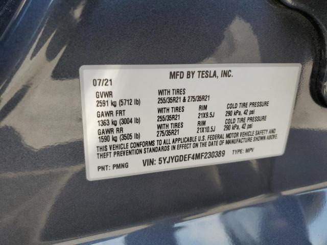 2021 TESLA MODEL Y 5YJYGDEF4MF230389