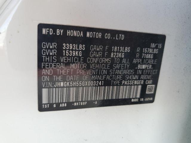 2016 HONDA FIT LX JHMGK5H55GX003241