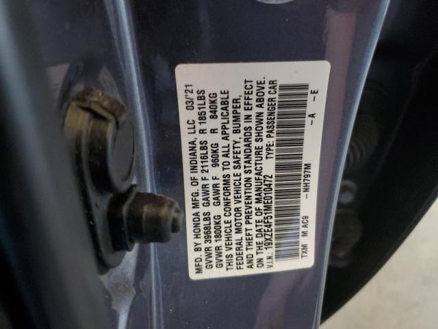 2021 HONDA INSIGHT EX 19XZE4F51ME010472