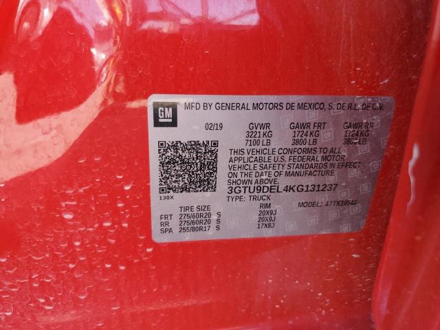 2019 GMC SIERRA K1500 SLT 3GTU9DEL4KG131237