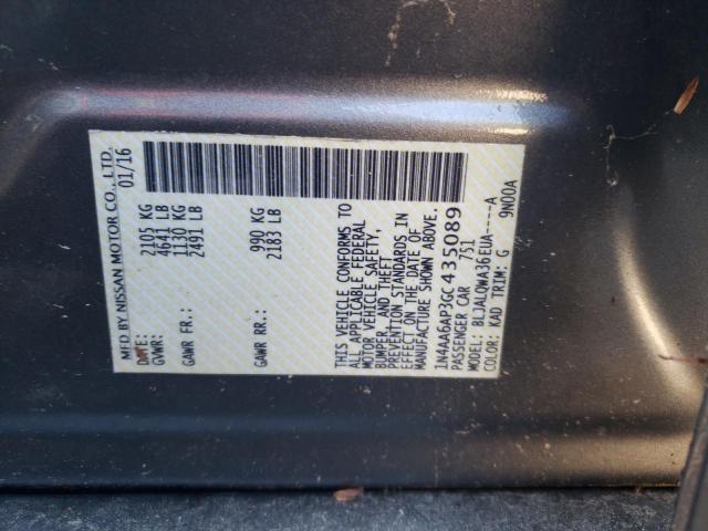 2016 NISSAN MAXIMA 3.5S 1N4AA6AP3GC435089