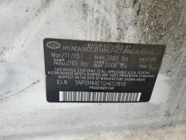 2016 HYUNDAI ELANTRA SE 5NPDH4AE1GH657818