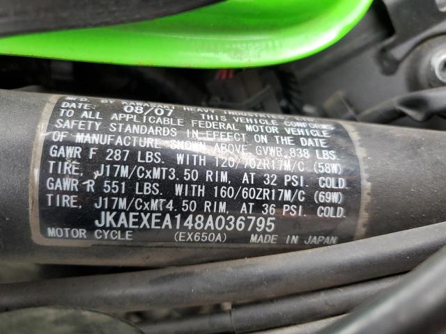 2008 KAWASAKI EX650 A JKAEXEA148A036795