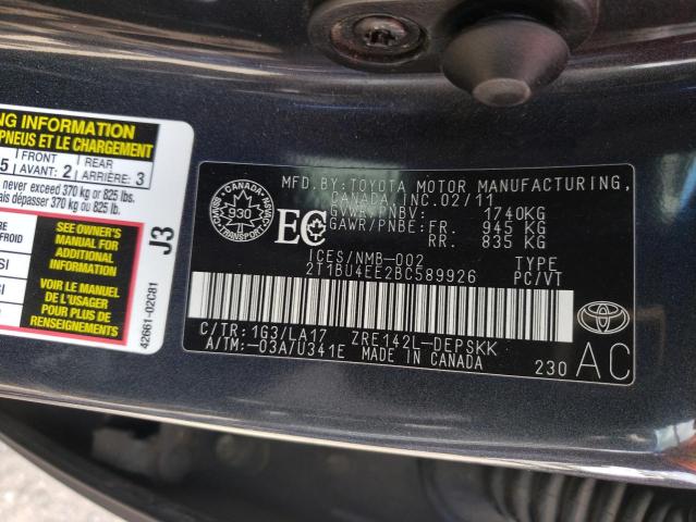 2011 TOYOTA COROLLA BA - 2T1BU4EE2BC589926