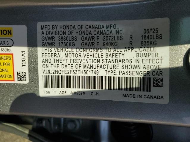 2026 HONDA CIVIC SPOR - 2HGFE2F53TH501749