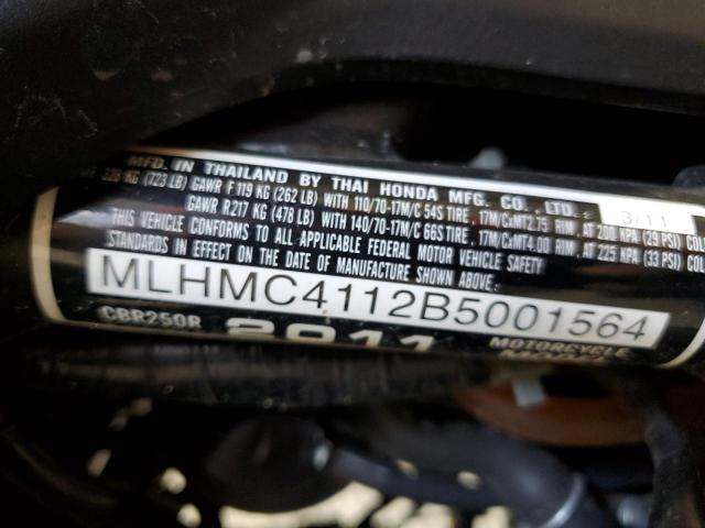 2011 HONDA CBR250 R MLHMC4112B5001564