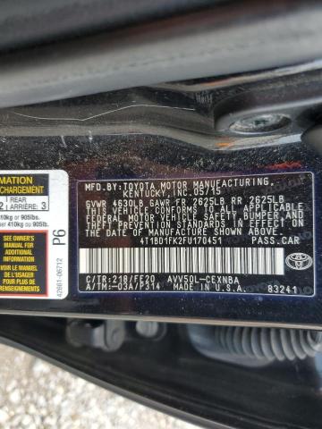 2015 TOYOTA CAMRY HYBR 4T1BD1FK2FU170451