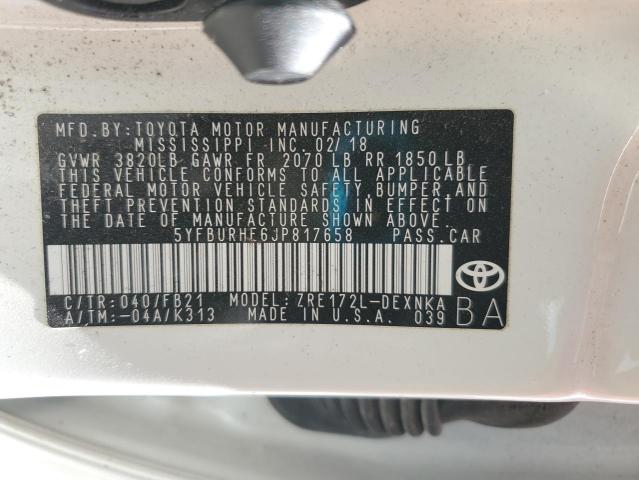 2018 TOYOTA COROLLA L - 5YFBURHE6JP817658