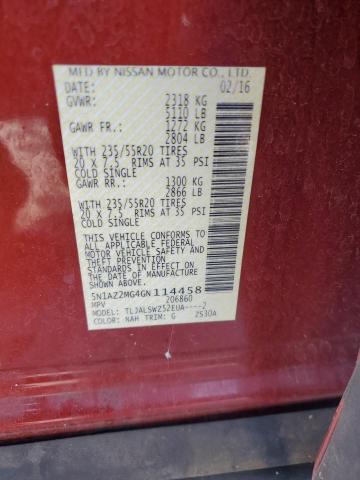 2016 NISSAN MURANO S 5N1AZ2MG4GN114458