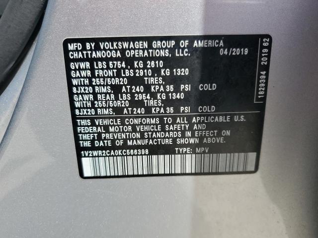 2019 VOLKSWAGEN ATLAS SE 1V2WR2CA0KC566398