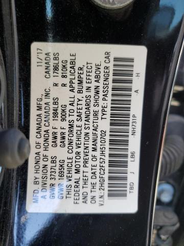 2018 HONDA CIVIC LX 2HGFC2F57JH510702