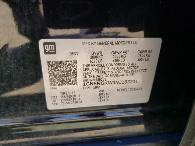 2022 CHEVROLET TRAVERSE L 1GNERGKW3NJ183201