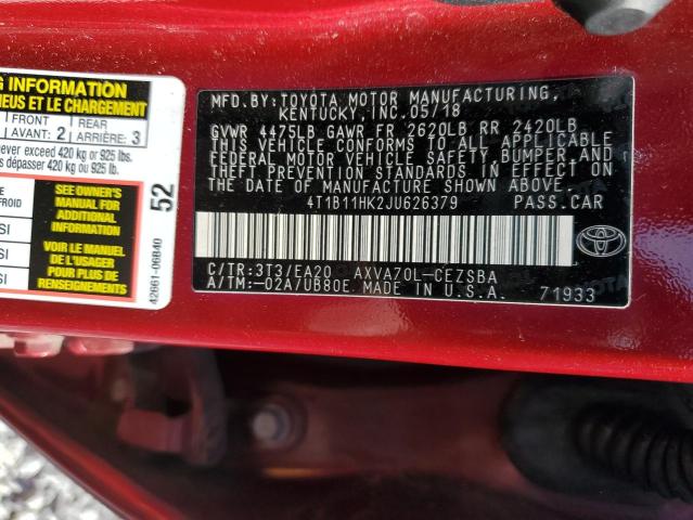 2018 TOYOTA CAMRY L - 4T1B11HK2JU626379