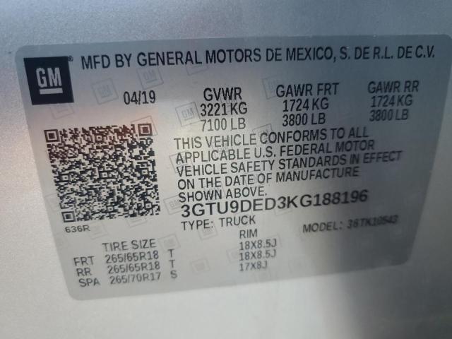 2019 GMC SIERRA K15 3GTU9DED3KG188196