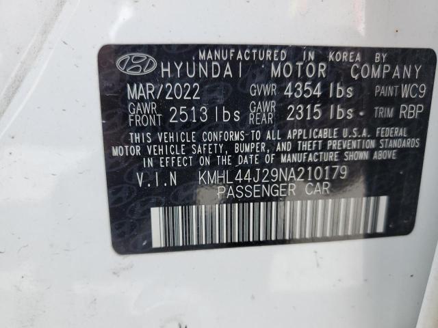 2022 HYUNDAI SONATA SEL KMHL44J29NA210179