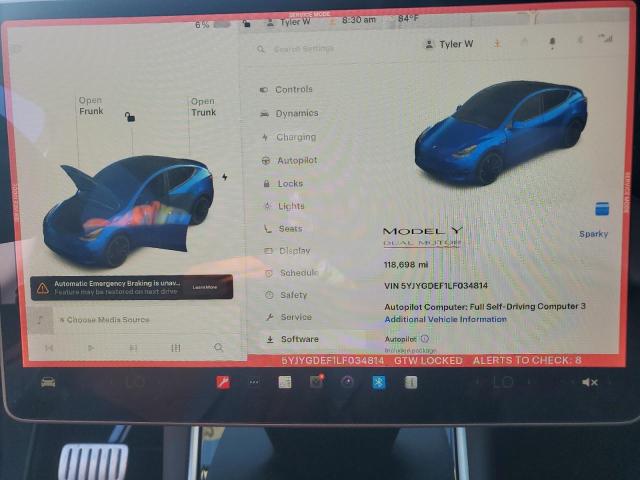 2020 TESLA MODEL Y 5YJYGDEF1LF034814