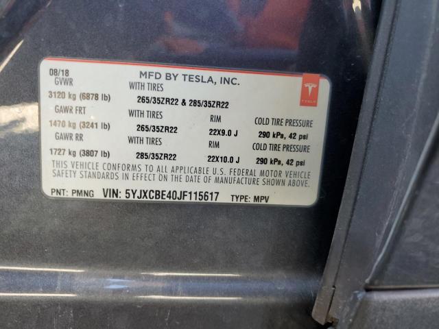 2018 TESLA MODEL X 5YJXCBE40JF115617