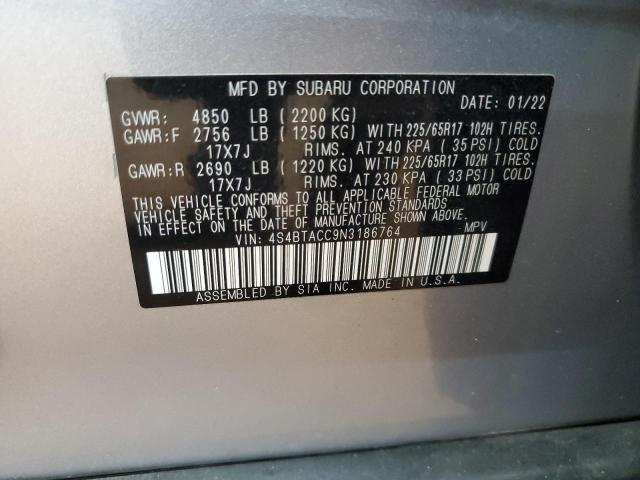 2022 SUBARU OUTBACK PR 4S4BTACC9N3186764