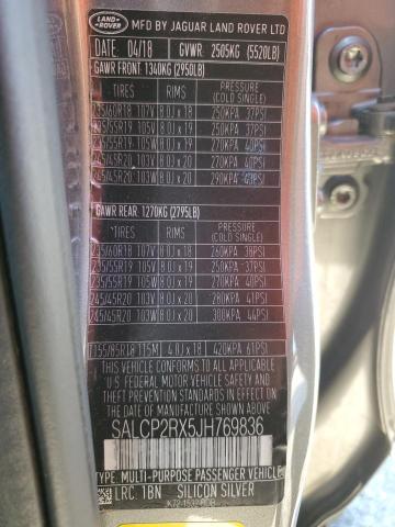 2018 LAND ROVER DISCOVERY SALCP2RX5JH769836