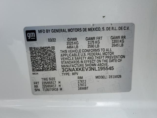 2022 CHEVROLET EQUINOX LT - 3GNAXKEV3NL195545
