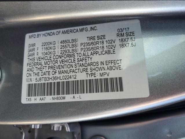 2017 ACURA RDX 5J8TB3H36HL022412