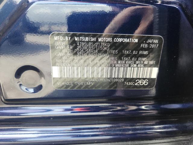 2017 MITSUBISHI OUTLANDER JA4AD3A32HZ039029