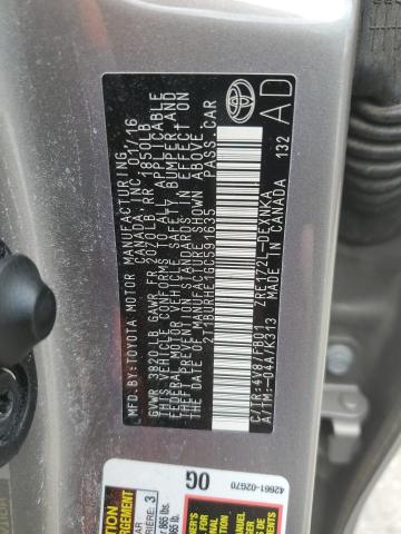 2016 TOYOTA COROLLA L 2T1BURHE1GC591635