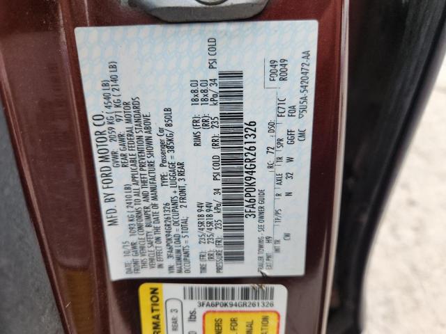 2016 FORD FUSION TIT 3FA6P0K94GR261326