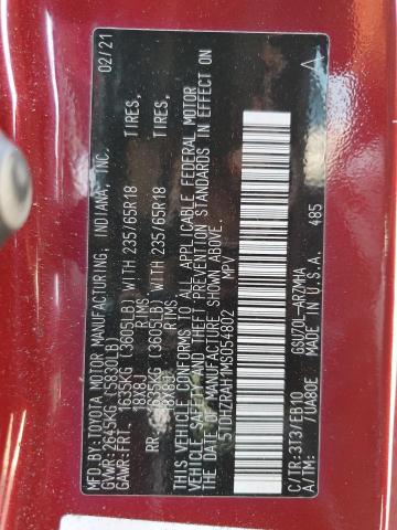 2021 TOYOTA HIGHLANDER XLE 5TDHZRAH1MS054802