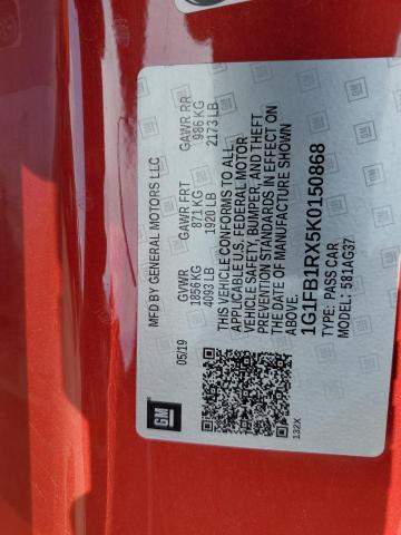 2019 CHEVROLET CAMARO LS 1G1FB1RX5K0150868
