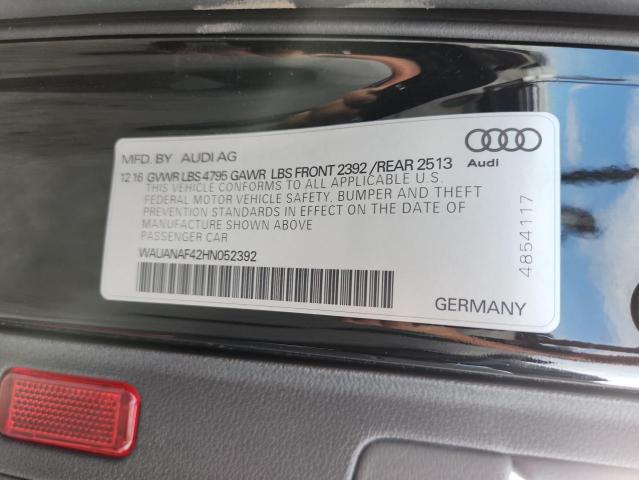 2017 AUDI A4 PREMIUM WAUANAF42HN052392