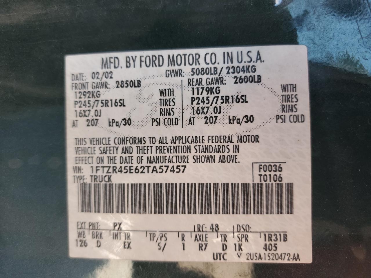 Lot #3239232161 2002 FORD RANGER SUPER CAB